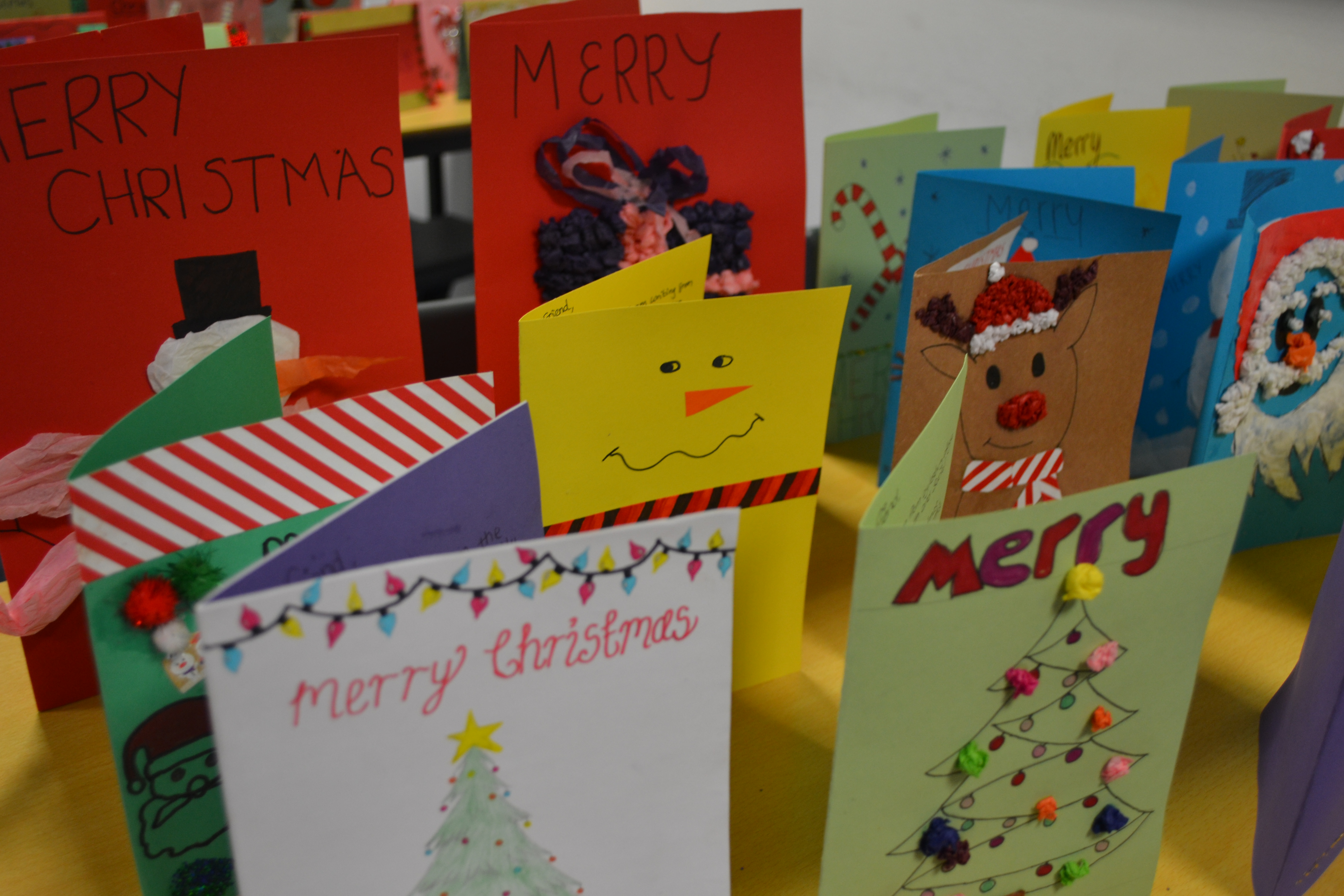 A selection of the students' Christmas cards