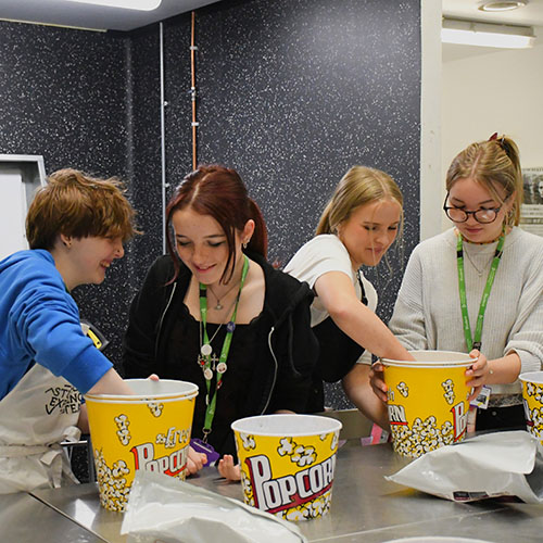 Four Students Making Hand Casts