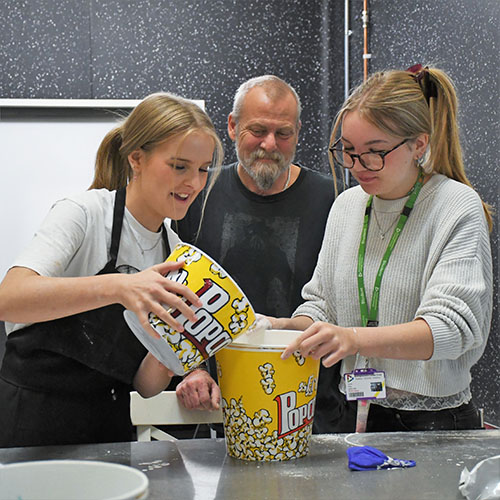 Students Pouring Plaster